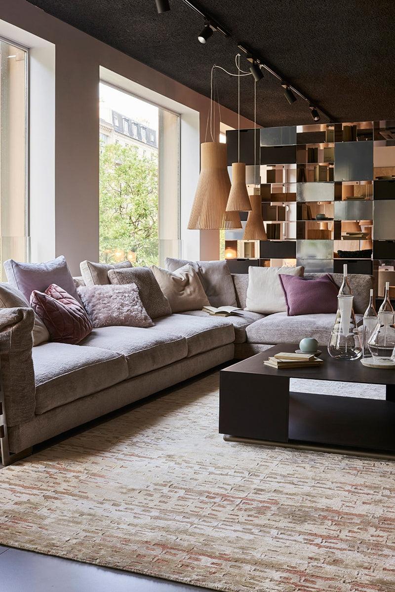 Toulemonde Bochart Limelight Nuit Tapis Bleu En Laine Et Fibre De Bambou