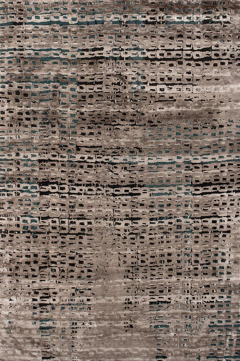 toulemonde bochart Limelight Nuit Tapis bleu en laine et fibre de bambou