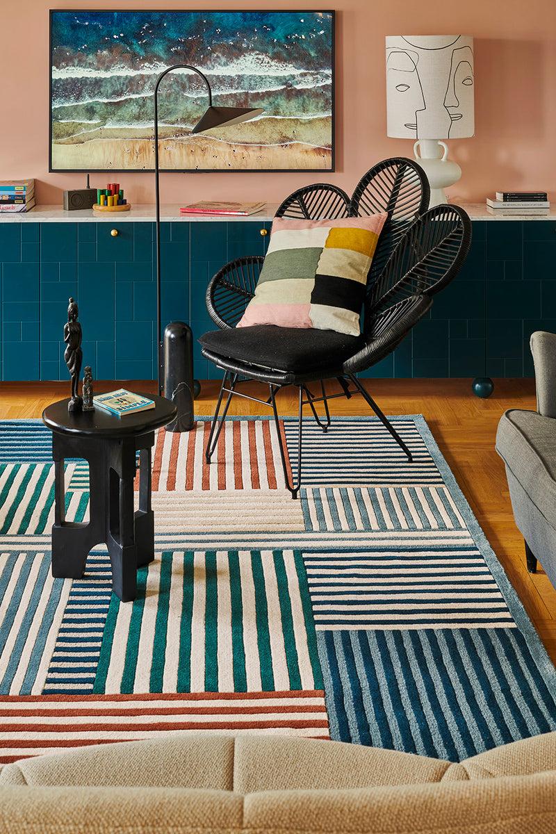 Toulemonde Bochart Mackintosh Nordic Tapis Bleu En Laine