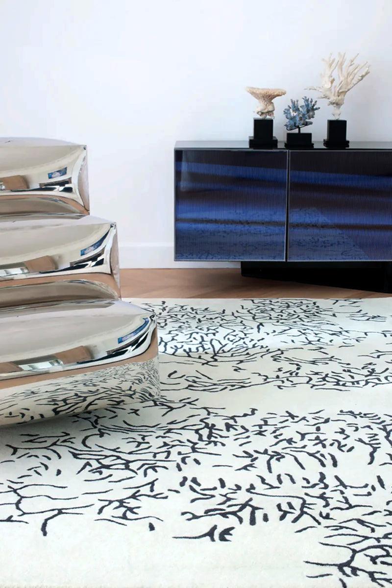 Toulemonde Bochart Nature Negatif Tapis Noir Et Blanc En Laine