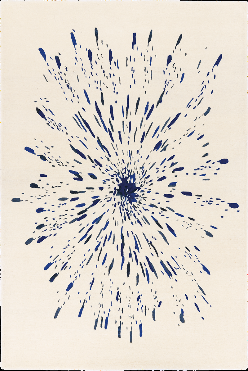 toulemonde bochart Paint Blanc Bleu Tapis beige en laine viscose