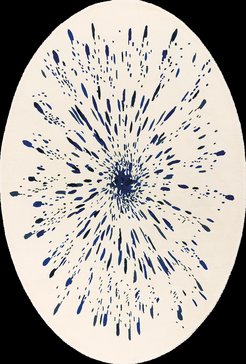 toulemonde bochart Paint Oval Bleu Tapis beige en laine viscose