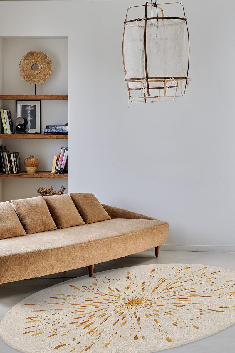 Toulemonde Bochart Paint Oval Ocre Tapis Beige Ocre En Laine Viscose