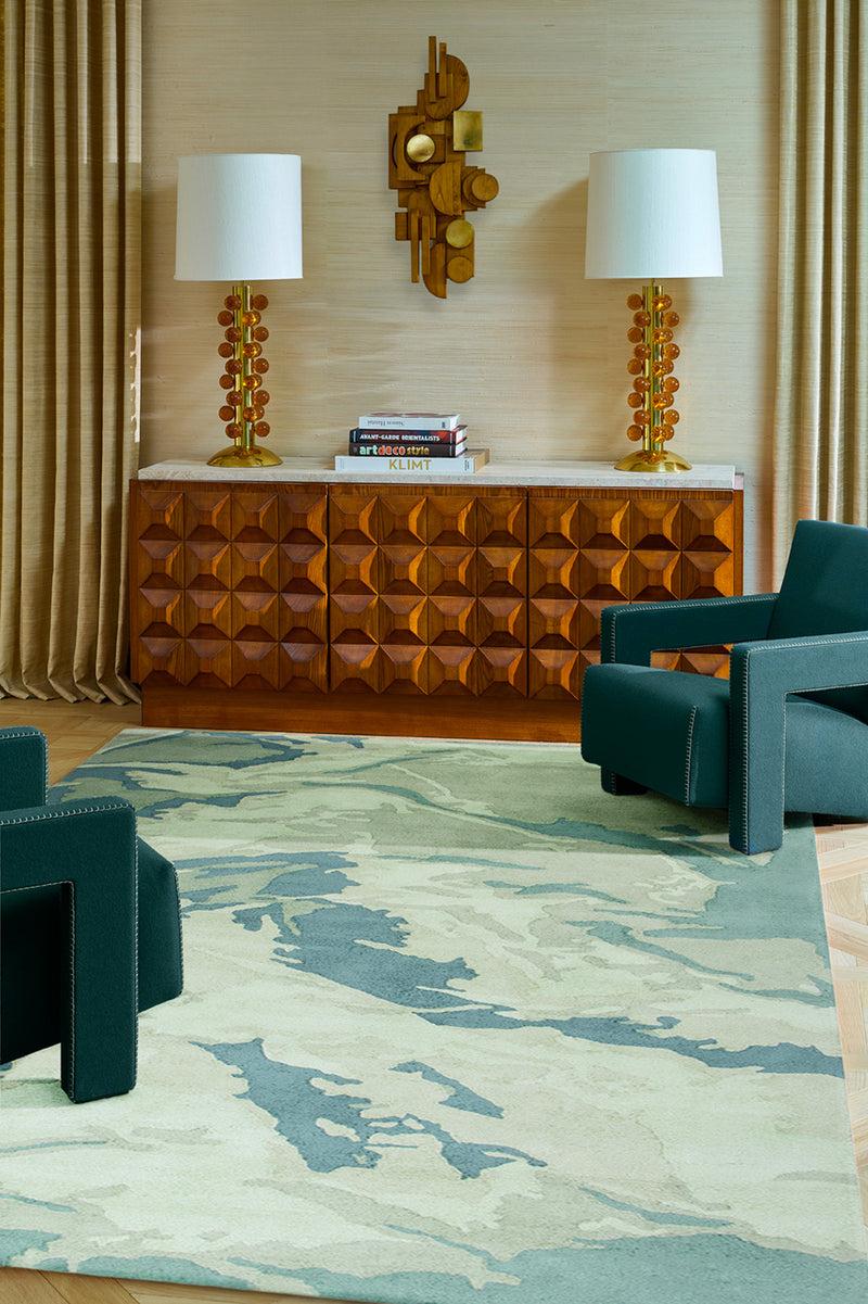 Toulemonde Bochart Paper Celadon Tapis Vert En Lyocell