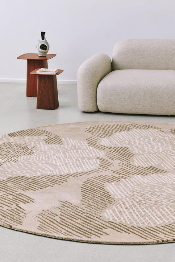 Toulemonde Bochart Paysage Rond Naturel Tapis Beige En Laine