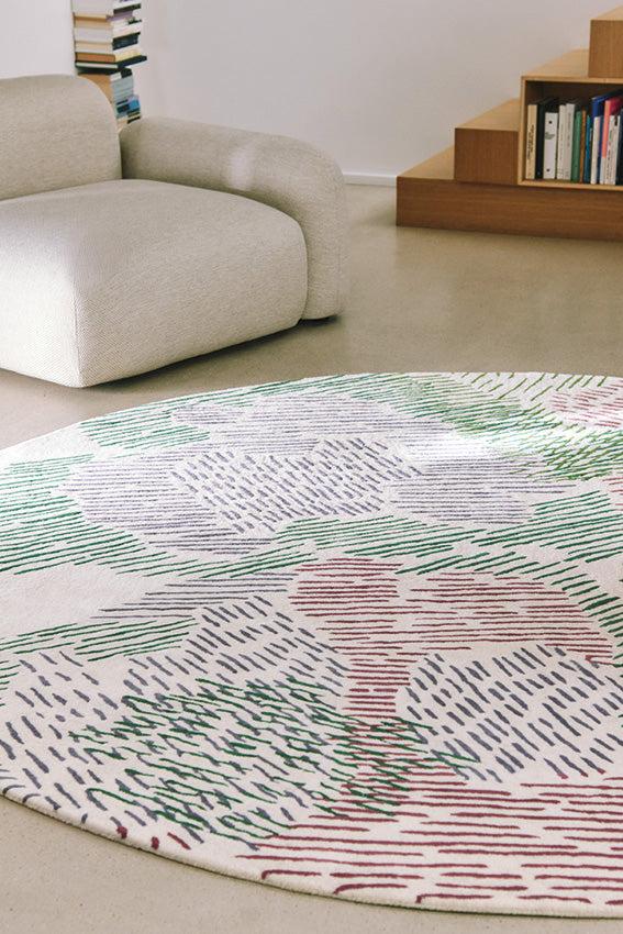 Toulemonde Bochart Paysage Rond Printemps Tapis Multicolore En Laine