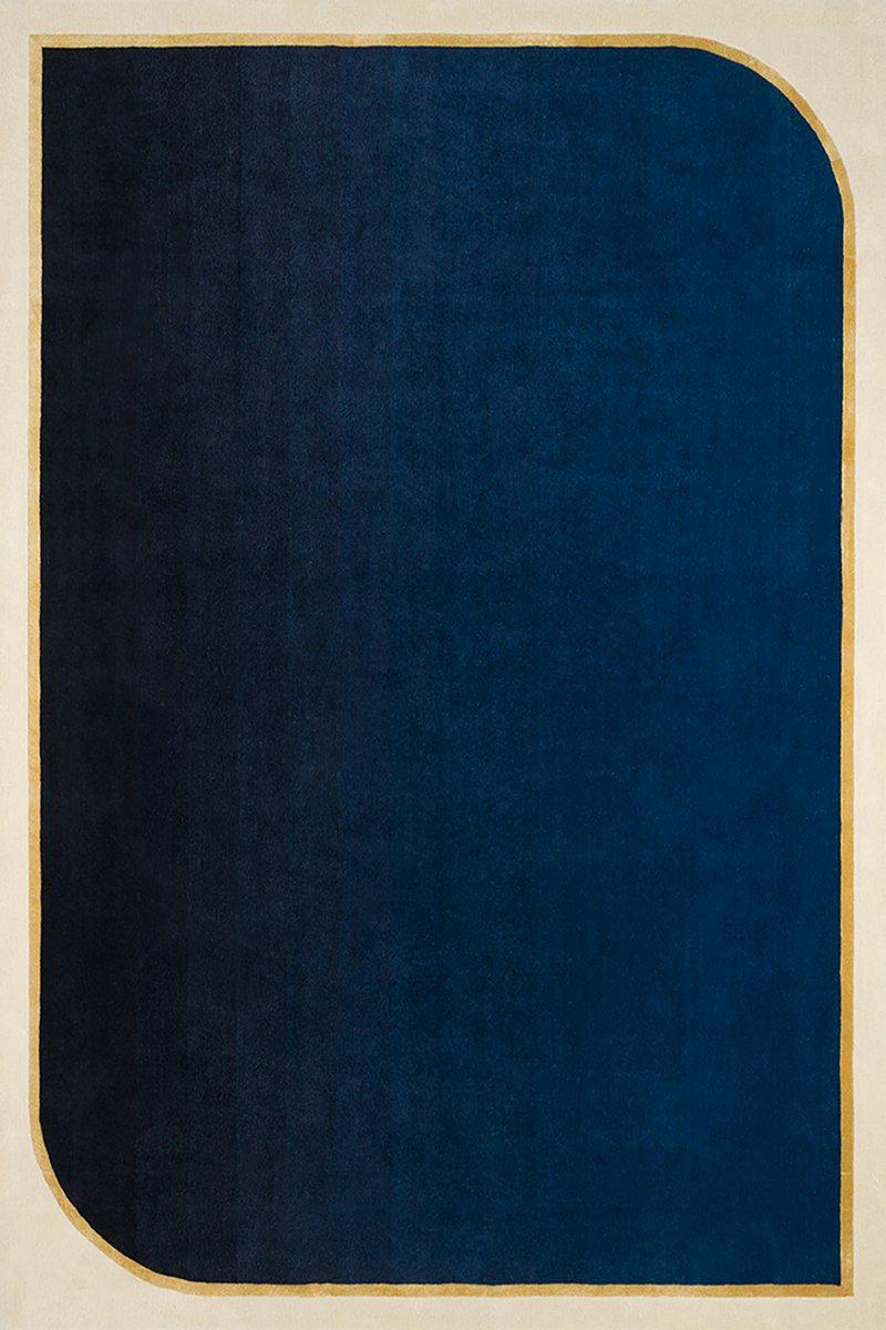 toulemonde bochart Persia Saphir Tapis bleu en laine et viscose