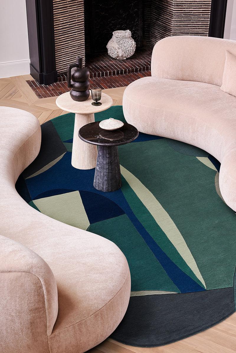 Toulemonde Bochart Polia Shape Hiver Tapis Bleu En Laine