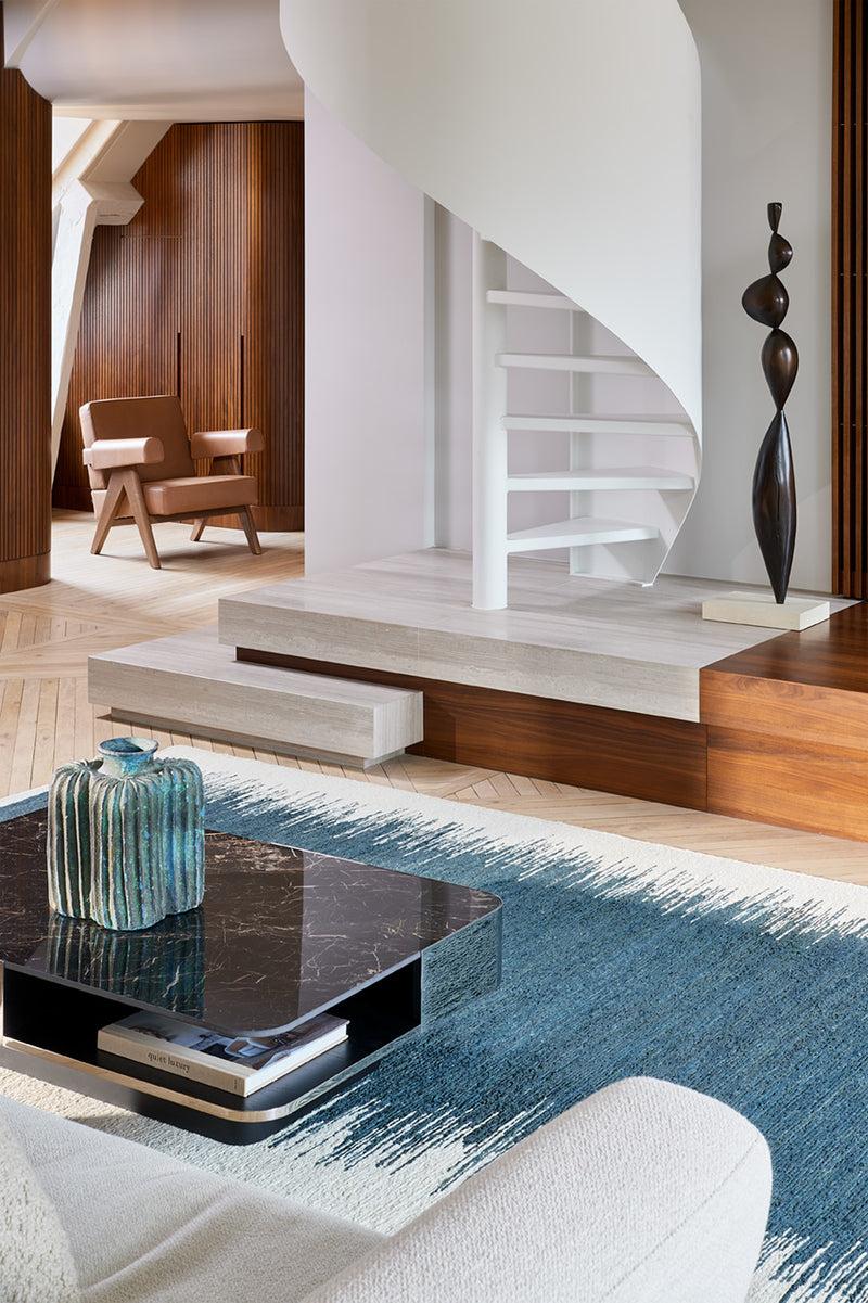 Toulemonde Bochart Saona Bleu Tapis Bleu 100% Golden Jute