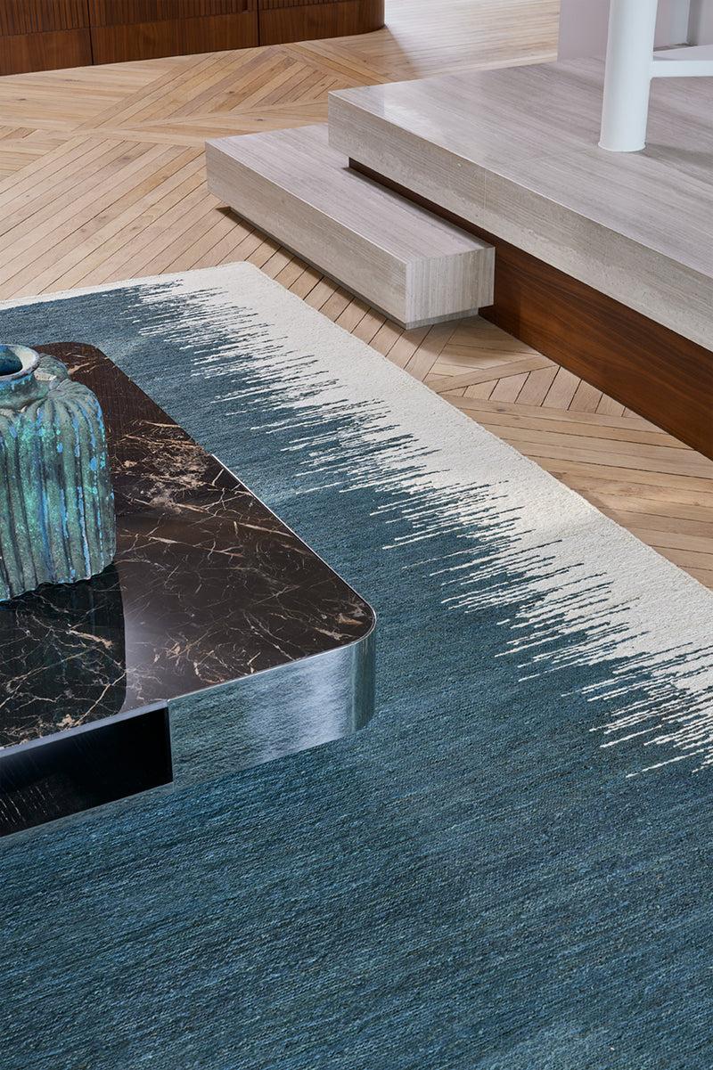 Toulemonde Bochart Saona Bleu Tapis Bleu 100% Golden Jute