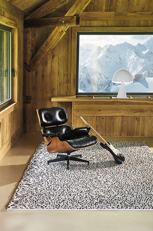 Toulemonde Bochart Serac Noir Blanc Tapis Noir En Laine Polyester
