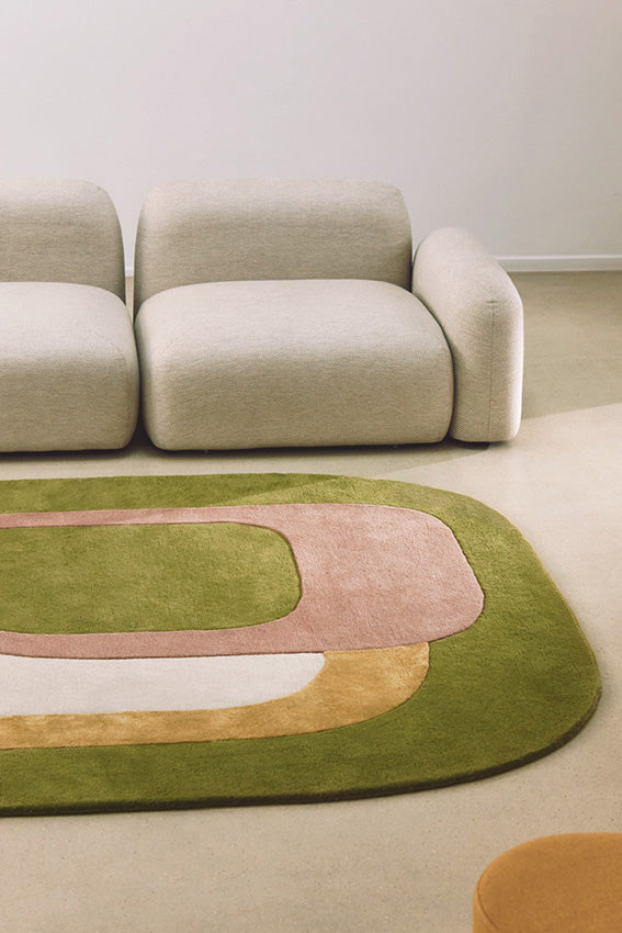 Toulemonde Bochart Spirit Printemps Tapis Vert En Laine Et Soie Végétale