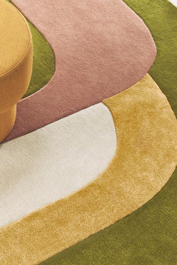 Toulemonde Bochart Spirit Printemps Tapis Vert En Laine Et Soie Végétale