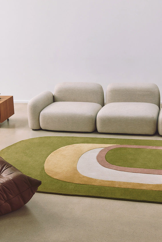 Toulemonde Bochart Spirit Printemps Tapis Vert En Laine Et Soie Végétale