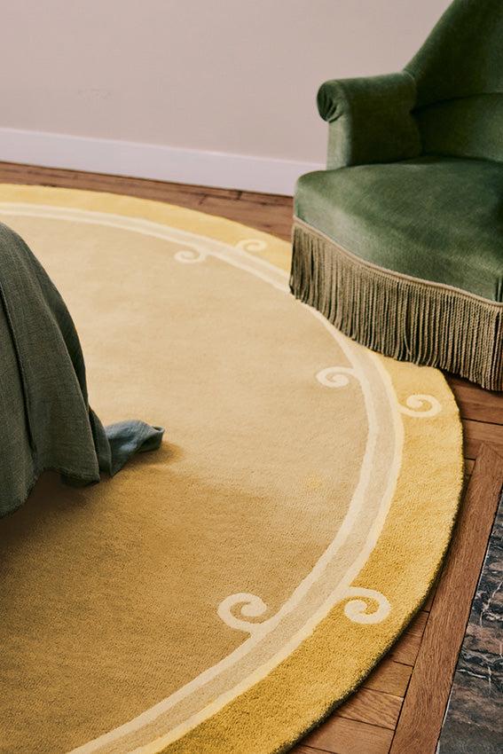 Toulemonde Bochart Syracuse Rond Jaune Tapis Beige En Laine