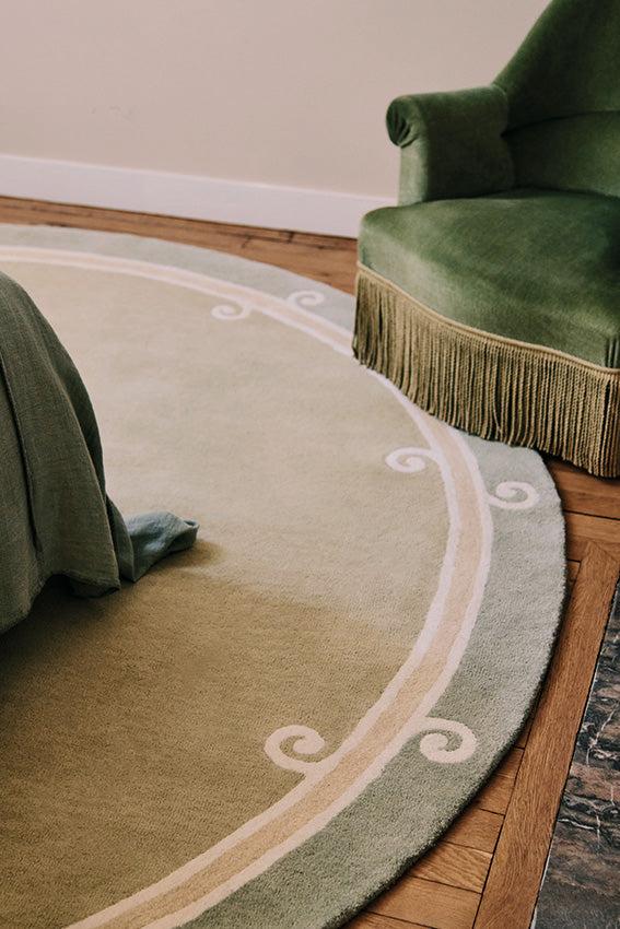 Toulemonde Bochart Syracuse Rond Sauge Tapis Vert En Laine