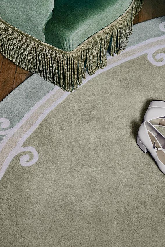 Toulemonde Bochart Syracuse Rond Sauge Tapis Vert En Laine