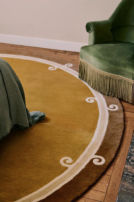 Toulemonde Bochart Syracuse Rond Tabac Tapis Brun En Laine