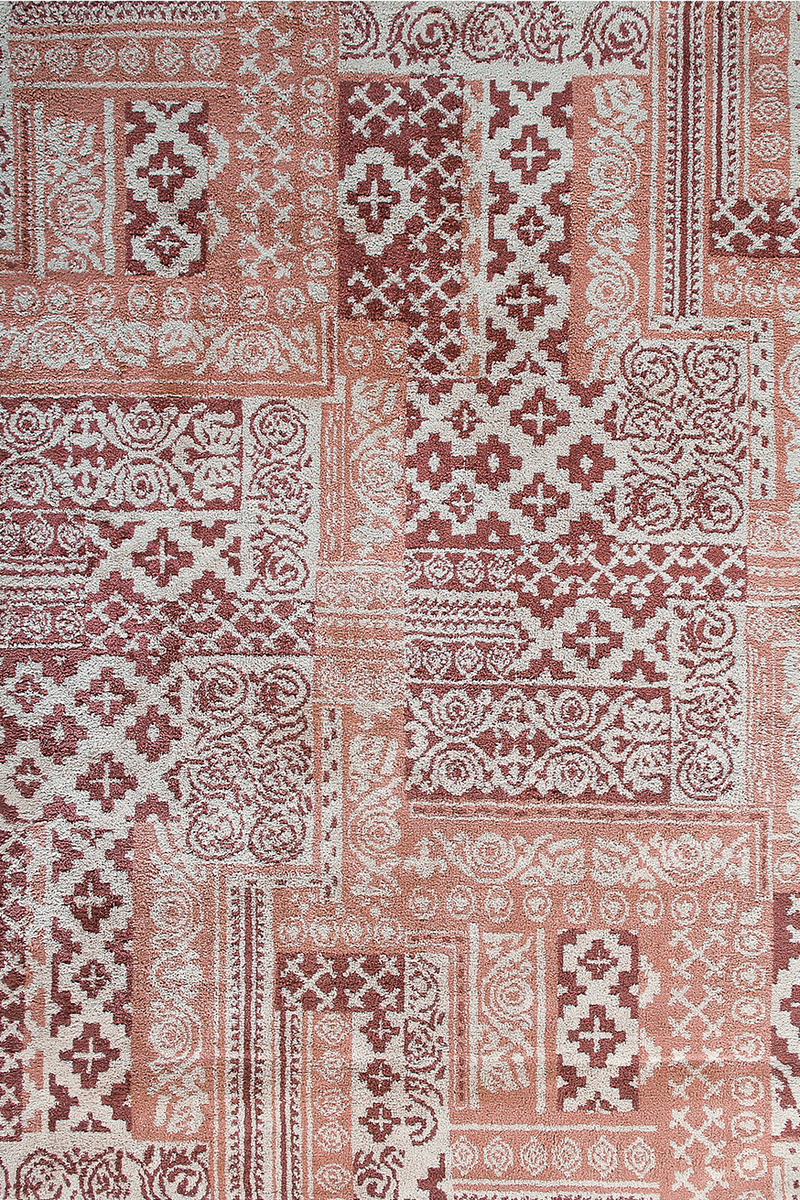 toulemonde bochart Tessel Corail Tapis rose en coton