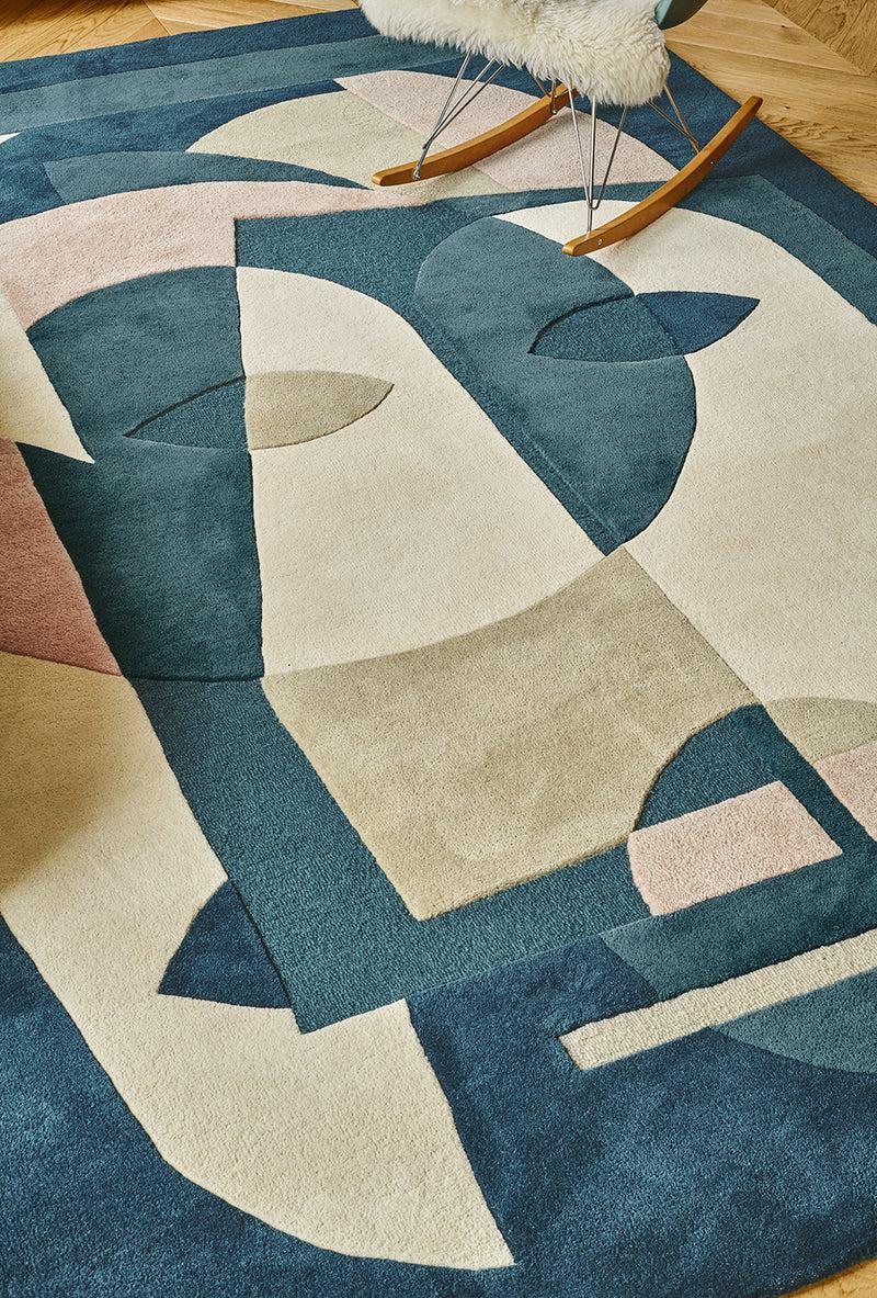 Toulemonde Bochart Aduma Nuit Tapis Bleu En Laine