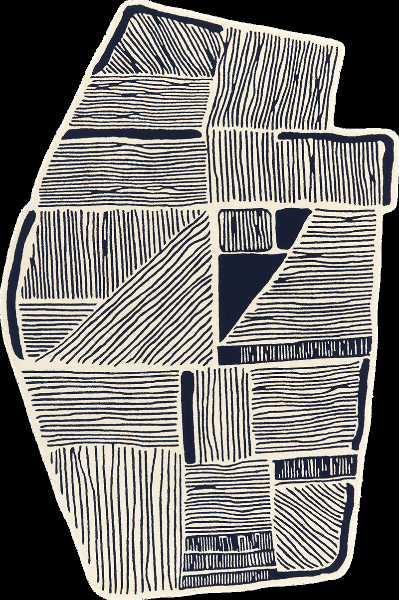 toulemonde bochart Antica Bleu Tapis bleu en laine