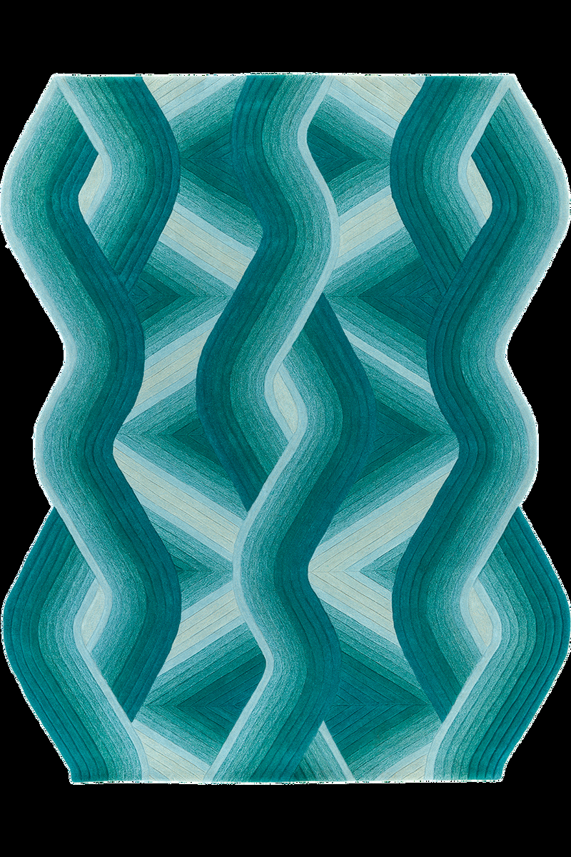 toulemonde bochart Flow Aqua Tapis bleu en laine