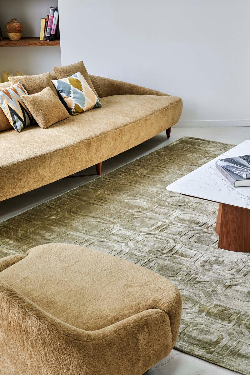 Toulemonde Bochart Shaw Olive Tapis Vert En Tencel