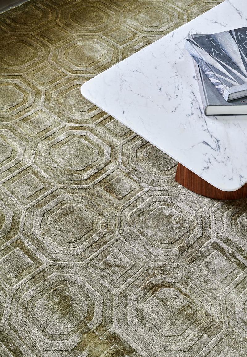 Toulemonde Bochart Shaw Olive Tapis Vert En Tencel