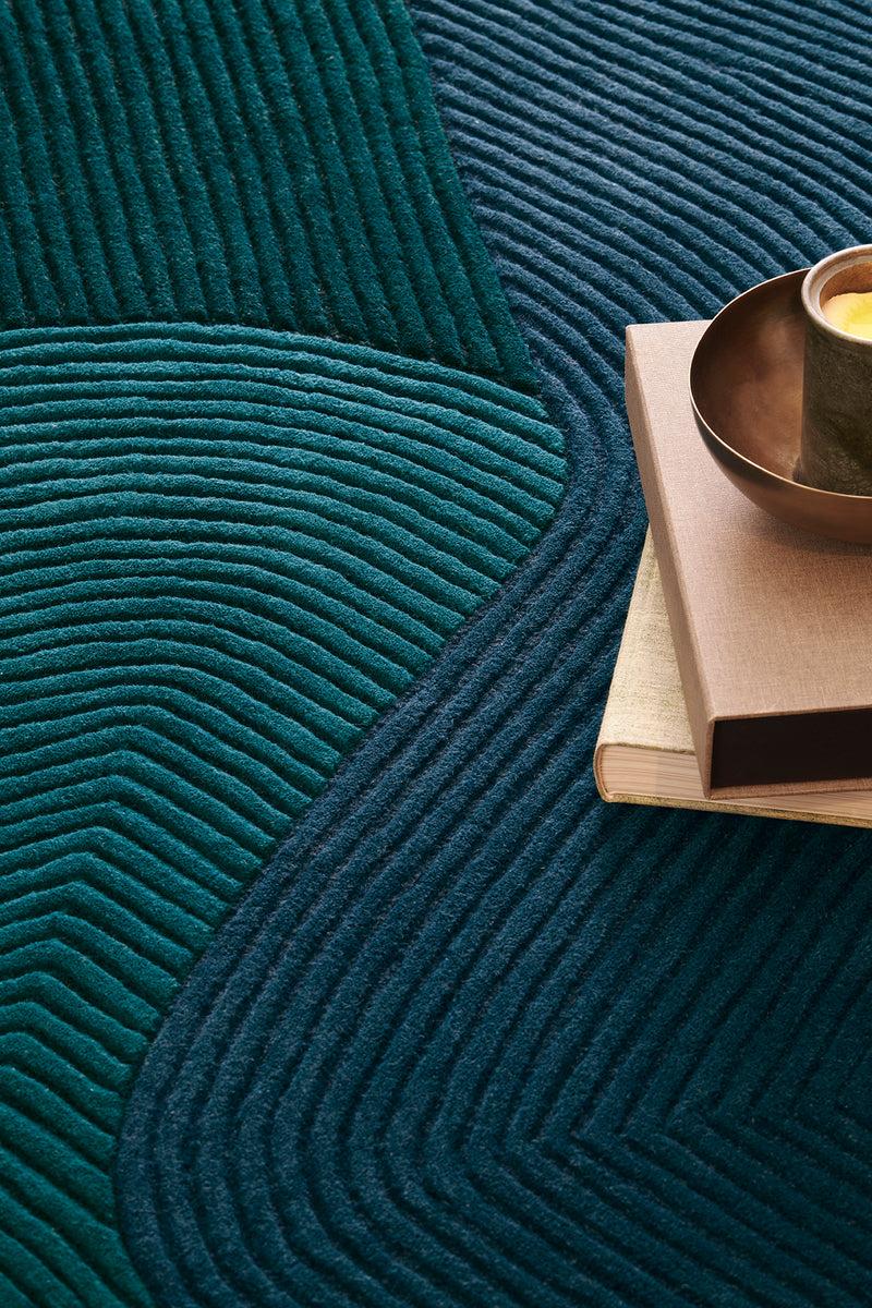 Toulemonde Bochart Tumulus Bleu Tapis Bleu En Laine