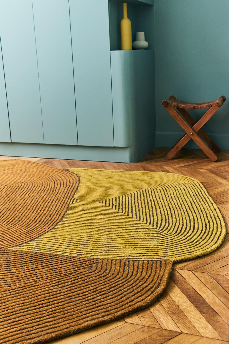 Toulemonde Bochart Tumulus Safran Tapis Brun En Laine