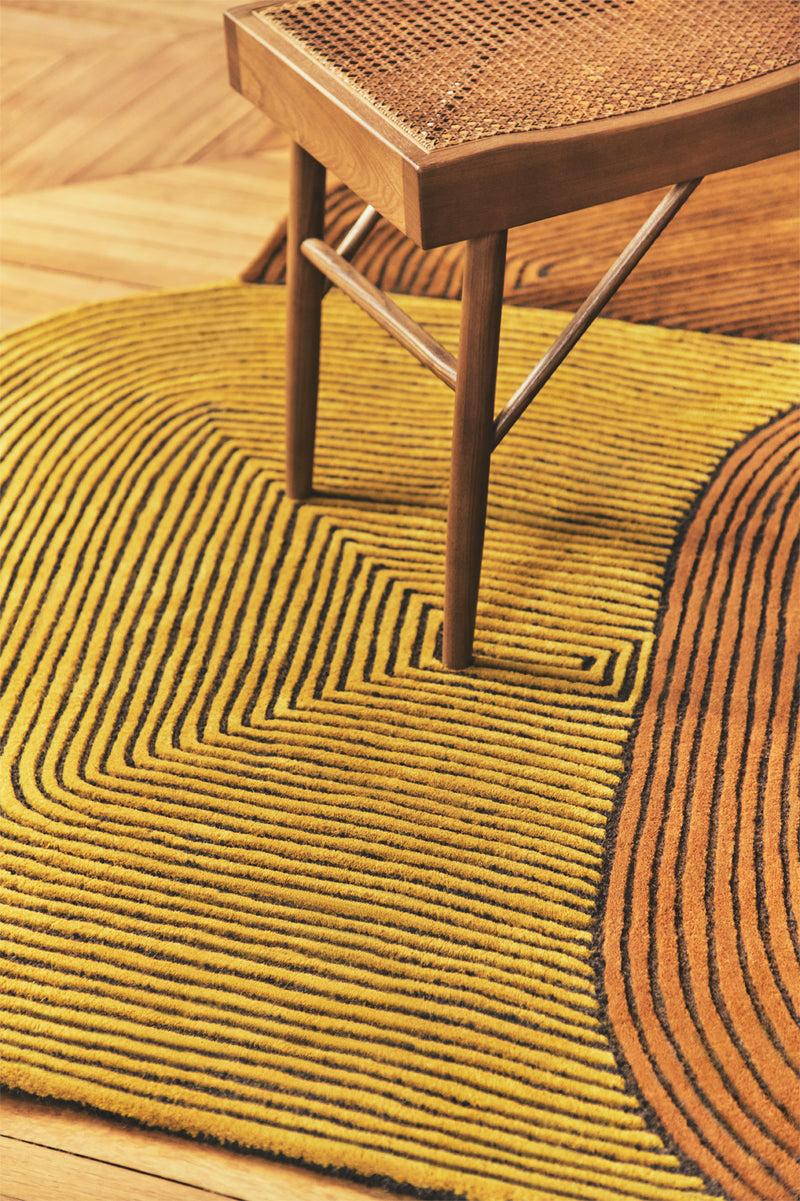 Toulemonde Bochart Tumulus Safran Tapis Brun En Laine