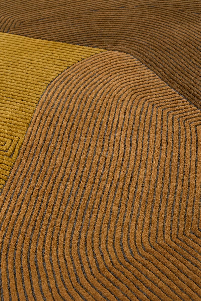 Toulemonde Bochart Tumulus Safran Tapis Brun En Laine