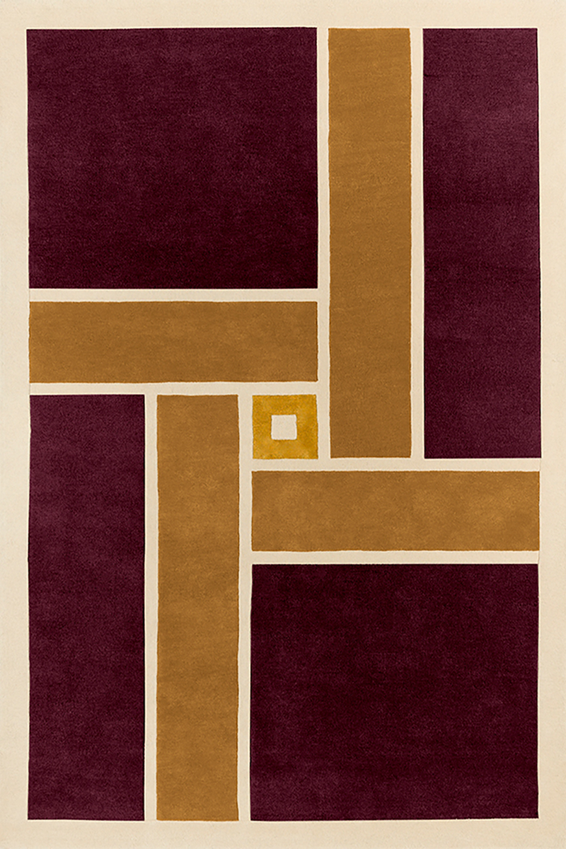 toulemonde bochart Vintage Bordeaux Tapis rouge en laine et viscose