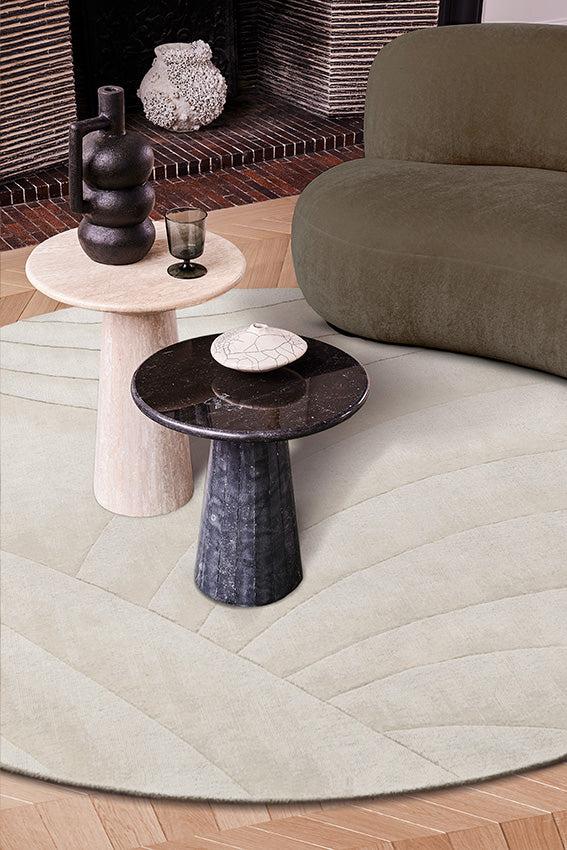 Toulemonde Bochart Volute Rond Ecru Tapis Blanc En Laine