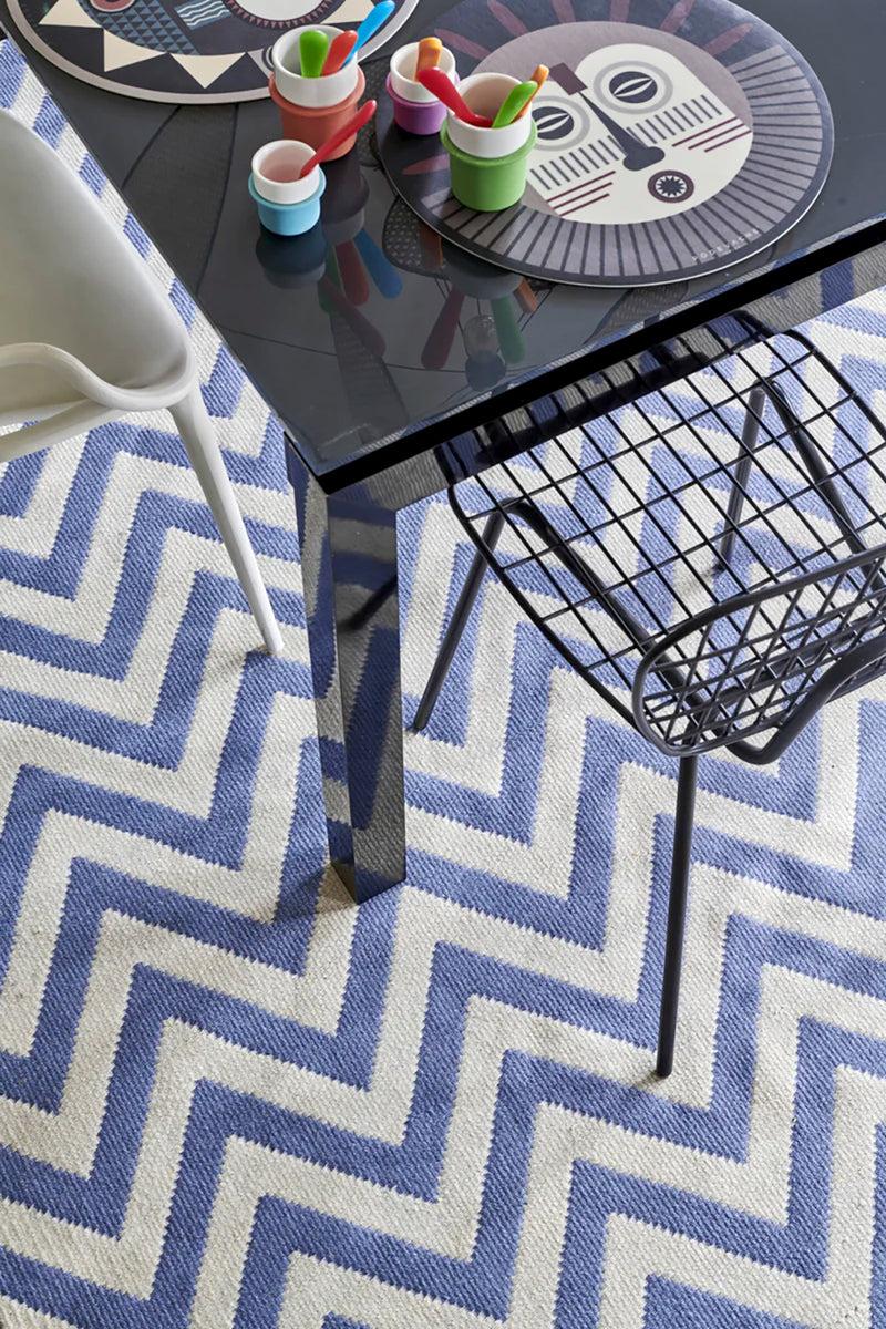 toulemonde bochart Zig Zag Ocean Tapis bleu en polyester