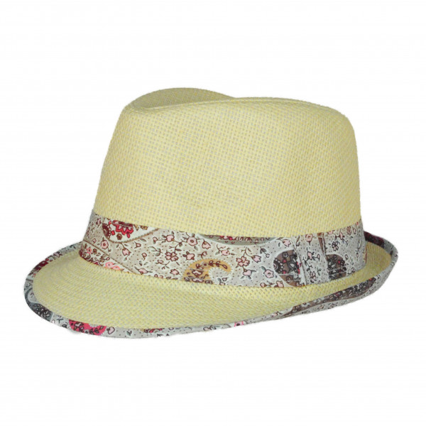 toutacoo Chapeau Copacabana panama à bande Paisley Rose foncé