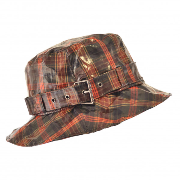 toutacoo Chapeau de pluie à carreaux Orange /Marron Aspect ciré
