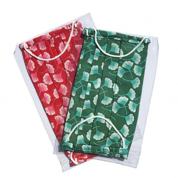 Toutacoo Lot De Deux Masques En Tissu Avec Poche Intégrée Pour Filtre Lavable Et Réutilisable. Coloris Imprimé Vert/rouge