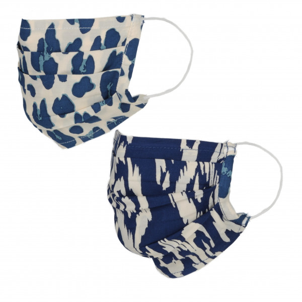 toutacoo Lot de deux masques en tissu avec poche intégrée pour filtre lavable et réutilisable. Coloris imprimé bleu