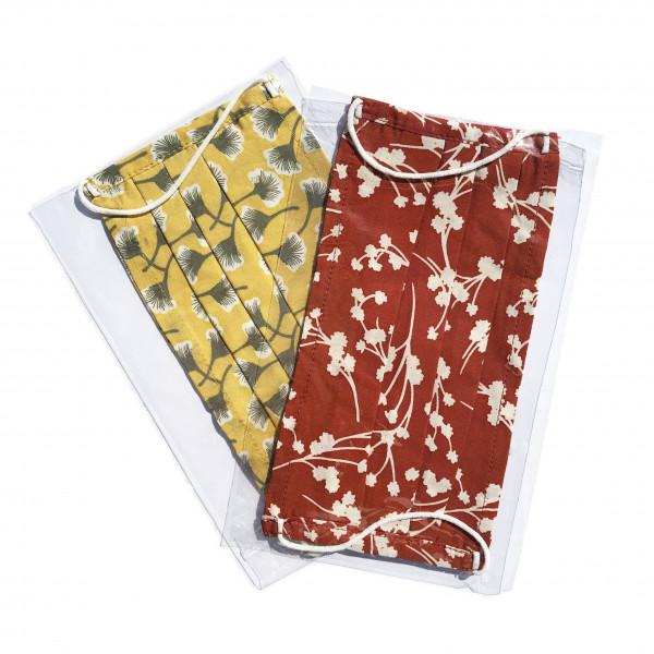 Toutacoo Lot De Deux Masques En Tissu Avec Poche Intégrée Pour Filtre Lavable Et Réutilisable. Coloris Imprimé Jaune/Terracotta