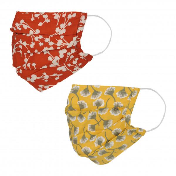 toutacoo Lot de deux masques en tissu avec poche intégrée pour filtre lavable et réutilisable. Coloris imprimé Jaune/Terracotta