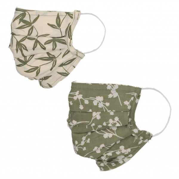 toutacoo Lot de deux masques en tissu avec poche intégrée pour filtre lavable et réutilisable. Coloris imprimé Kaki/Ecru