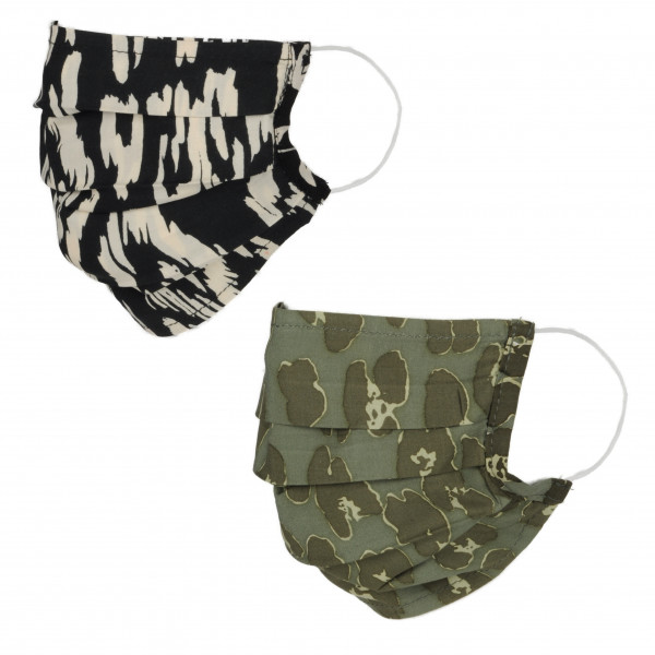 toutacoo Lot de deux masques en tissu avec poche intégrée pour filtre lavable et réutilisable. Coloris imprimé Noir / Kaki