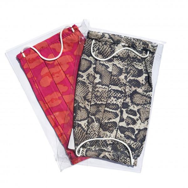 Toutacoo Lot De Deux Masques En Tissu Avec Poche Intégrée Pour Filtre Lavable Et Réutilisable. Coloris Imprimé Python/rose