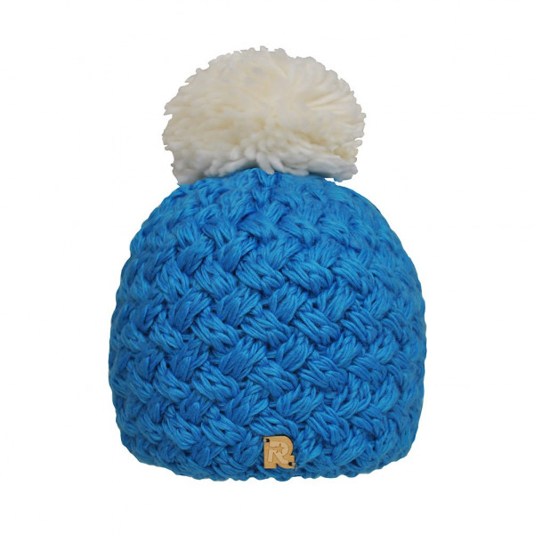 toutacoo Bonnet turquoise pompon écru