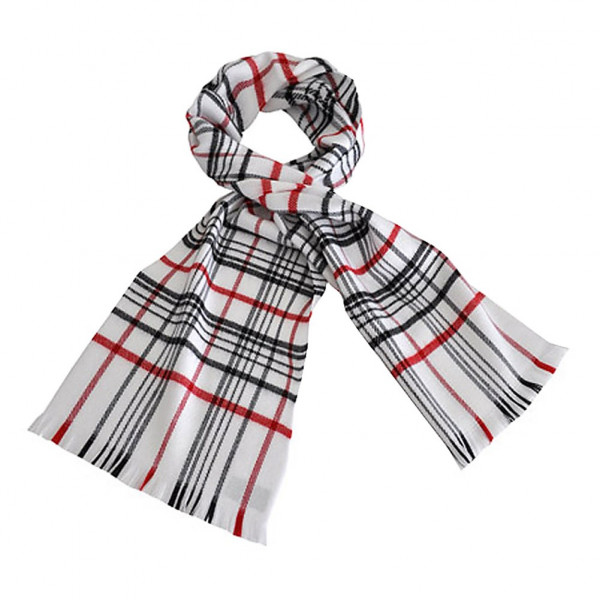 toutacoo Echarpe écossaise blanche