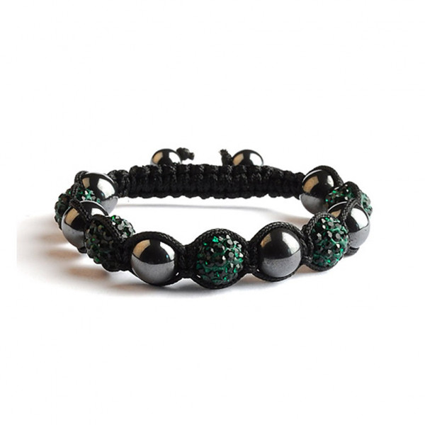 toutacoo Shamballa 5 Perles - Vert Emeraude / Hematite