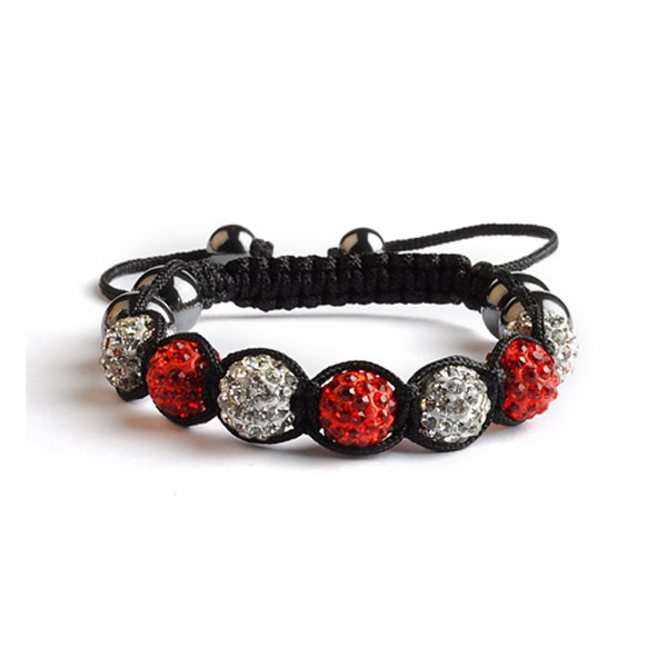 toutacoo Shamballa 7 Perles - Rouge / Blanc