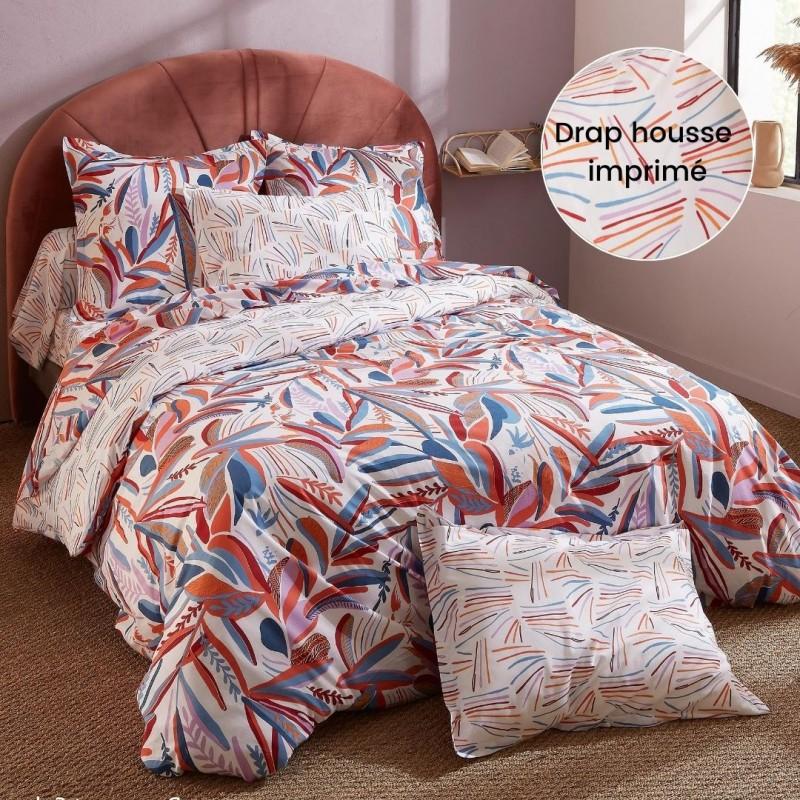 tradilinge Drap housse 100% coton Tradilinge PERROQUET SALSA - imprimé coordonné