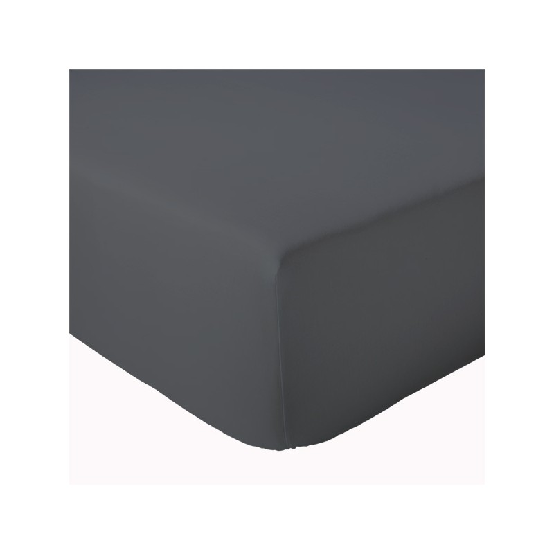 Tradilinge Drap Housse 100% Coton Tradilinge Uni CARBONE (Sumatra Fusain)